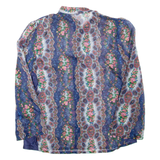 Sheer Womens Printed Blouse Blue High Neck Long Sleeve Floral S