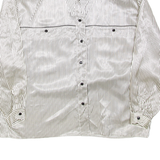 Womens Printed Shirt Black Collared Long Sleeve Striped L