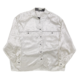 Womens Printed Shirt Black Collared Long Sleeve Striped L