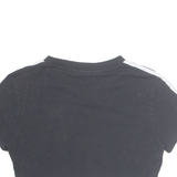 ADIDAS Cropped Womens T-Shirt Black V-Neck UK 12