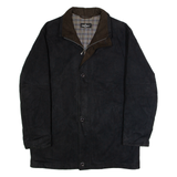 PIATTELLI Mens Trench Coat Black Faux Suede L