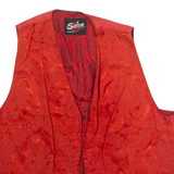 SOHO Womens Blazer Waistcoat Red 90s Floral L