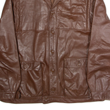 CREATION MONSIEUR Mens Trench Jacket Brown Leather 90s L