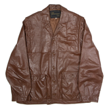 CREATION MONSIEUR Mens Trench Jacket Brown Leather 90s L