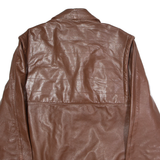 CREATION MONSIEUR Mens Trench Jacket Brown Leather 90s L