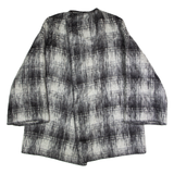 JAEGER Womens Overcoat Coat Black Knit Wool Check S