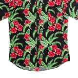 WOOF REPUBLIC Slim Fit Mens Hawaiian Shirt Black Floral L