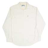 LOIS Mens Plain Shirt Cream 90s Long Sleeve L