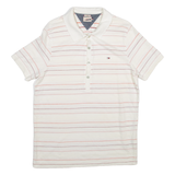 TOMMY HILFIGER Mens Polo Shirt White Striped L