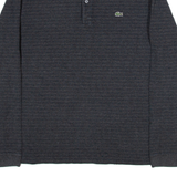 LACOSTE Regular Fit Mens Polo Shirt Grey Striped Long Sleeve XL