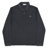 LACOSTE Regular Fit Mens Polo Shirt Grey Striped Long Sleeve XL