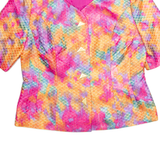 MODE KOLLER BASEL Short Sleeve Scale Design Womens Blazer Jacket Pink 90s Crazy Pattern M