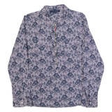 TOMMY HILFIGER 1/2 Zip Up Womens Shirt Purple Floral Long Sleeve M