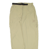 FACE2ERO Belted Womens Trousers Beige Loose Tapered Nylon W28 L32
