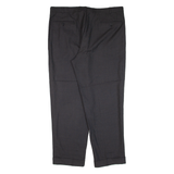 YVES SAINT LAURENT Pleated Pinstripe Mens Knit Trousers Black Tapered Wool W40 L30