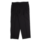 Pleated Womens Trousers Black Regular Straight 90s Wool W34 L28