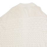 FAT FACE Tassel Womens Cardigan Cream Open Knit Sleeveless S