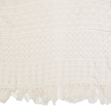 FAT FACE Tassel Womens Cardigan Cream Open Knit Sleeveless S