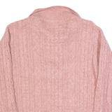 FAT FACE Womens Jumper Pink 1/4 Zip Cable Knit UK 8