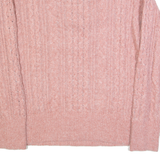 FAT FACE Womens Jumper Pink 1/4 Zip Cable Knit UK 8