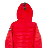 SUPERDRY Fleece Lined Insulated Womens Puffer Jacket Red Hooded UK 8