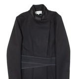 REISS Womens Trench Coat Black Knit Wool UK 8