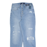 HOLLISTER Ultra High Rise Distressed Womens Jeans Blue Straight W26 L27