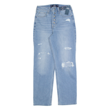 HOLLISTER Ultra High Rise Distressed Womens Jeans Blue Straight W26 L27