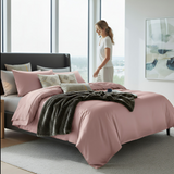 Anycozy Queen Bed Sheet Set – Pink & Deep Grey Ultra‑Soft Luxury Egyptian Cotton Bedding Cover, 4‑Piece Ensemble