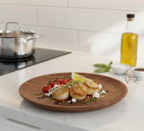 Anygleam Light Brown 4pcs Wooden Plate Serving Tray Food Kitchen Tableware