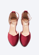 Garda Burgundy Silk Ankle Strap Woman Medium Wedges