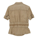 Cavalli Short Sleeve Shirt - Large Beige Cotton