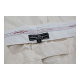 Salvatore Ferragamo Trousers - 36W UK 18 Cream Cotton