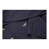 Age 14 Teen Armani Striped Shirt - Medium Blue Cotton