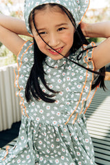 Girl dress - Green Flowers