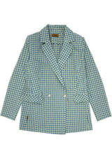 Women's Green & Blue Checked Blazer