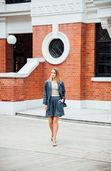 Women linen blazer - Charcoal