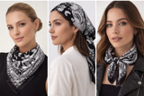 Anyyou Fashion Premium Satin Square Scarf – Black White Silk-Feel Neckwrap for Women
