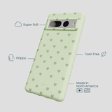 Sage Green Hearts Google Pixel 7 Pro Case