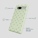 Sage Green Hearts Google Pixel 7 Case