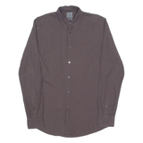 CALVIN KLEIN Slim Fit Mens Plain Shirt Brown Long Sleeve M