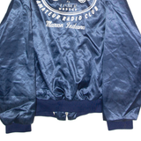 ARISTO JAC Purdle N9ETM Amateur Radio Club Marion IN Mens Bomber Jacket Blue Satin Nylon 80s USA XL