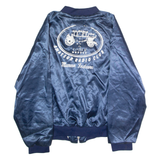 ARISTO JAC Purdle N9ETM Amateur Radio Club Marion IN Mens Bomber Jacket Blue Satin Nylon 80s USA XL