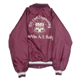 7275 Civil Engineering San Vito A.S. Italy Mens Bomber Jacket Maroon Satin Nylon 80s USA M