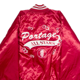 NEMESIS SPORTSWEAR Portage All Stars 2001 'Zachary' Mens Varsity Jacket Red Satin Nylon USA M