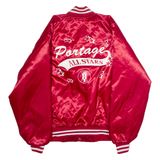 NEMESIS SPORTSWEAR Portage All Stars 2001 'Zachary' Mens Varsity Jacket Red Satin Nylon USA M