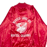AUBURN SPORTSWEAR Manteca Lodge 1815 'Howard' Mens Bomber Jacket Red Satin Nylon 90s USA L