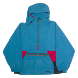 LL BEAN Womens Pullover Jacket Blue Nylon 90s Hooded Colourblock XL