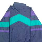 FIRST RUN Mens Shell Jacket Blue Nylon 90s Striped L