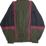 ROBERT STOCK Mens Windbreaker Jacket Green Silk 90s Hooded Striped XL